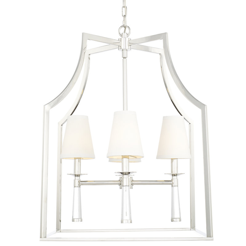 Baxter 4-Light Shaded Chandelier, Polished Nickel