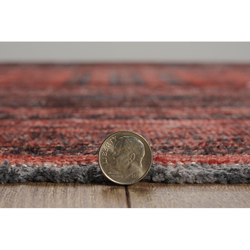 Laurel Amaya Machine Woven Polyester No Pattern Area Rug in Red, Rectangle 2'2" x 3'