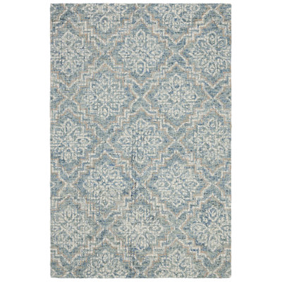 Tapis bleu / gris en laine touffeté à la main Salerna