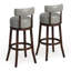 Ensemble de 2 tabourets de bar pivotants, 30 po de hauteur, structure en bois de chêne foncé, similicuir gris foncé | Idée cadeau