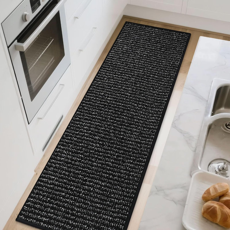 Super Absorbent Kitchen Runner Rugs Non-Slip 24"x60", Black
