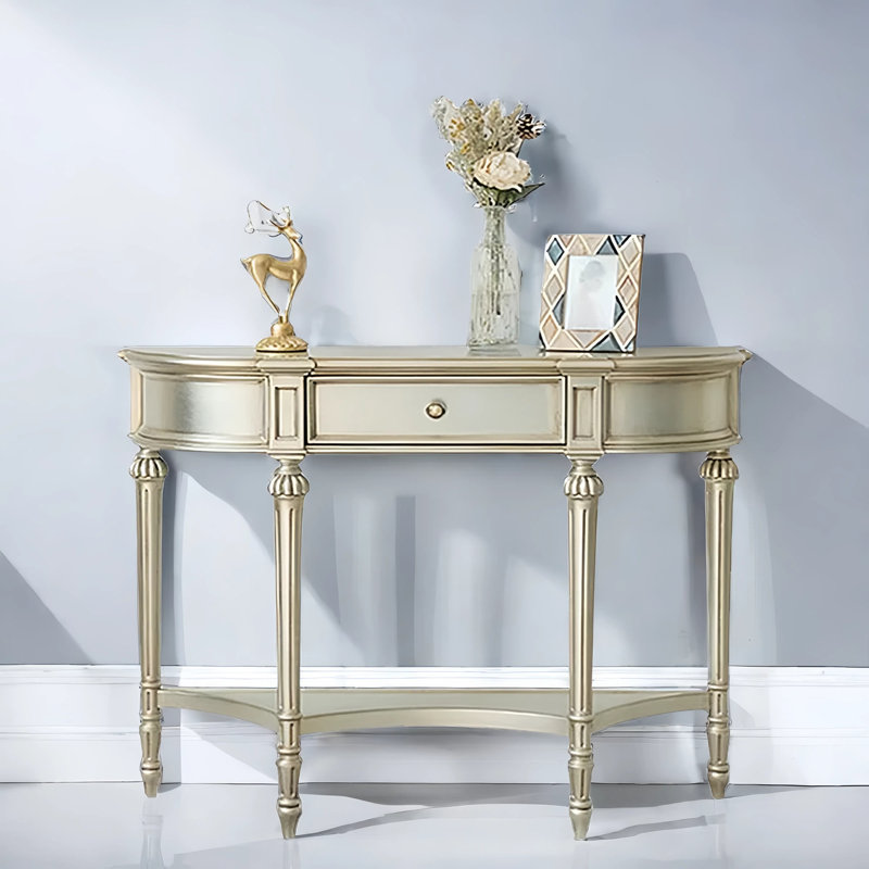 French Style Entryway Cabinet, Champagne Gold, 34.6" H x 63" W x 15" D