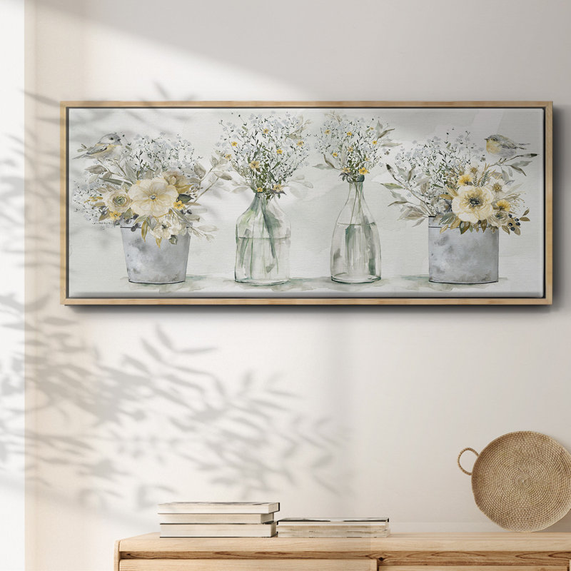 Farmhouse Bouquets- Framed Canvas, 24" H x 60" W