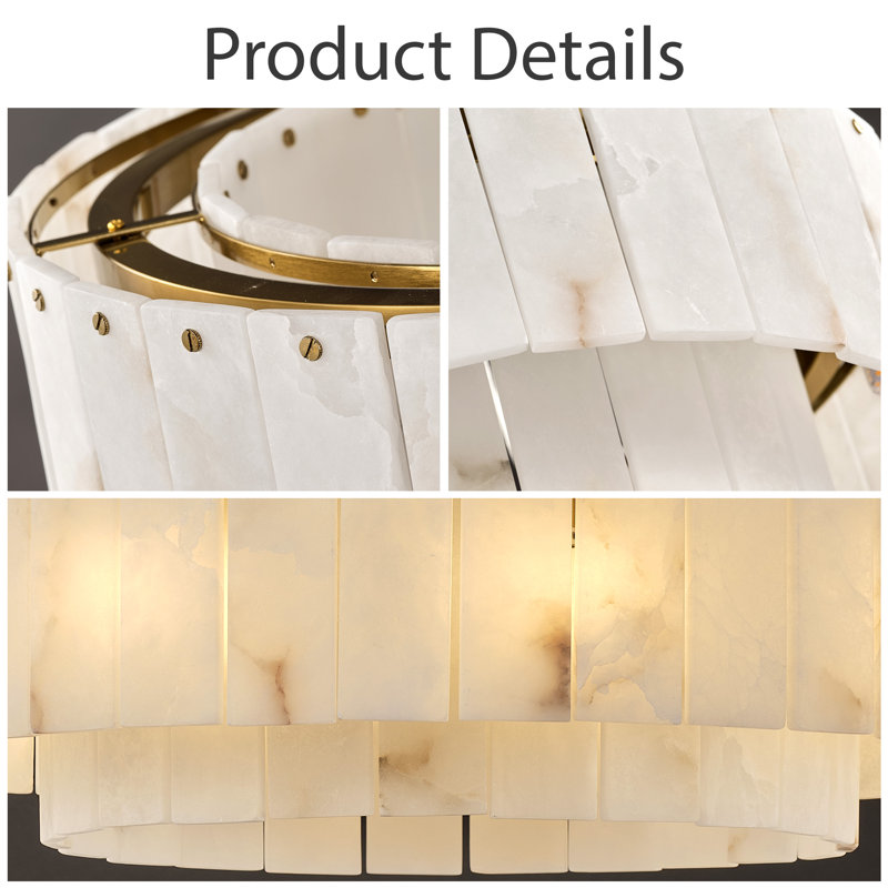 Norinne 8-Light Alabaster Round Chandeliers D-23in
