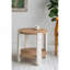 Table d'appoint ronde en bois à deux niveaux 20 x 20 x 19,7 po avec finition brun naturel et pieds blancs vieillis