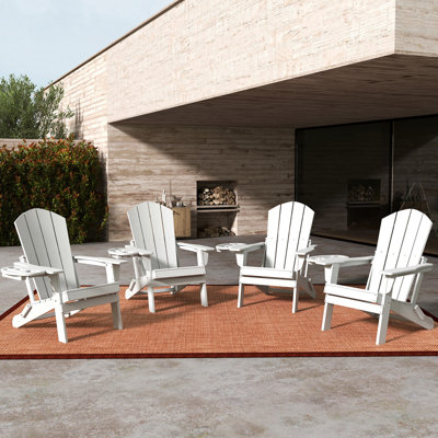 HDPE  Folding Adirondack Chair  with Cup Holder Weather-Resistant