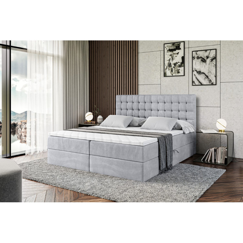 Divan Bed Set, 120 x 200cm, Light Grey