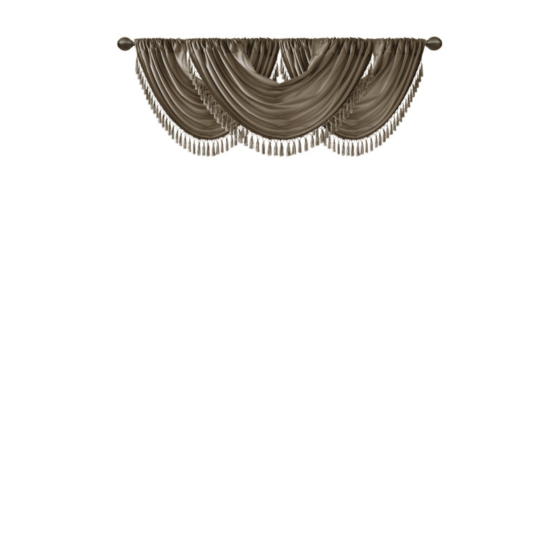 Faux Silk Waterfall Embellished Valance Bronze 38X46", Bronze