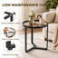 HOMCOM Round Side Table with Tempered Glass Top for Small Space Black