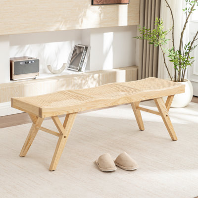 Banc en bois massif et canne Brylynn