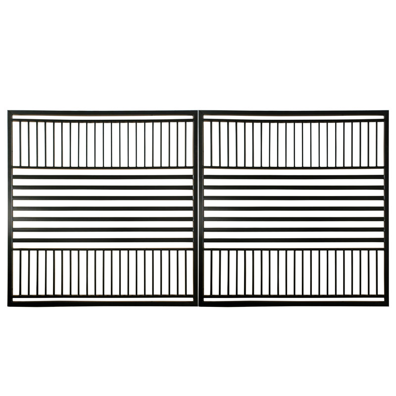 Barrière d’allée en acier à deux battants - Style Barcelona, H 72 po x l 168 po x P 3,5 po