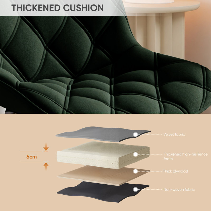 Fabric Upholstered Side Chair, Green, 4, Green