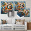 Art mural jaune et bleu, yeux et chaos II - Collages abstraits, art mural en métal-238802853