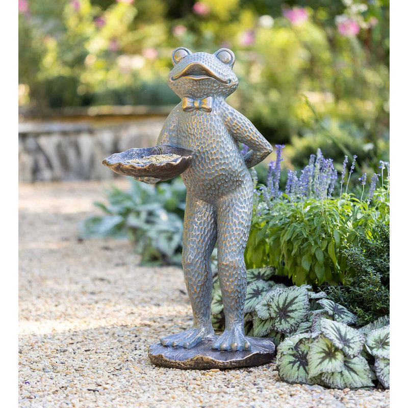 Charmante statue de jardin grenouille majordome