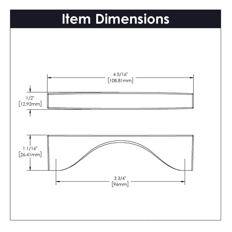 Channel Collection Handle Pull - Cabinet Pull - Contemporary Hardware for Drawers & Cabinets, 3 3/4", Matte Black