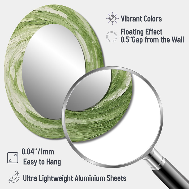 Miroir mural vert Serene Spiral Dreams III, 40 po x 30 po