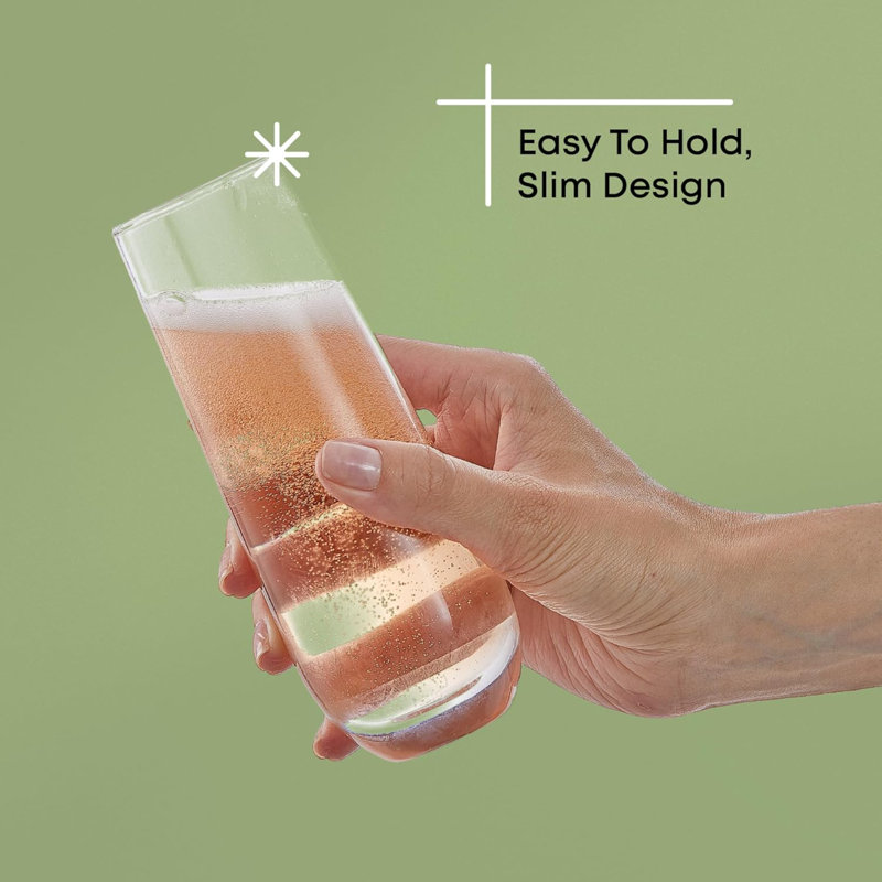 Ensemble de 8 flûtes à champagne sans pied Milo Flûte à vin 9,5 oz Prosecco, verres à mimosa, ensemble de verres à cocktail, verres à eau, verres de bar