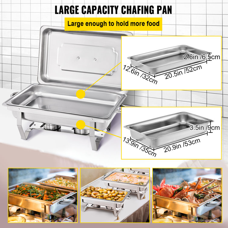 Ktaxon 9 QT Electric Chafing Dish Buffet Set,Stainless Steel Roll Top  Catering Chafer Server Food Warmer with Cover, Full Size & 2 Detachable  Food