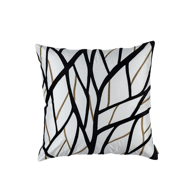 Twig Abstract Feather Throw Pillow, Ivory