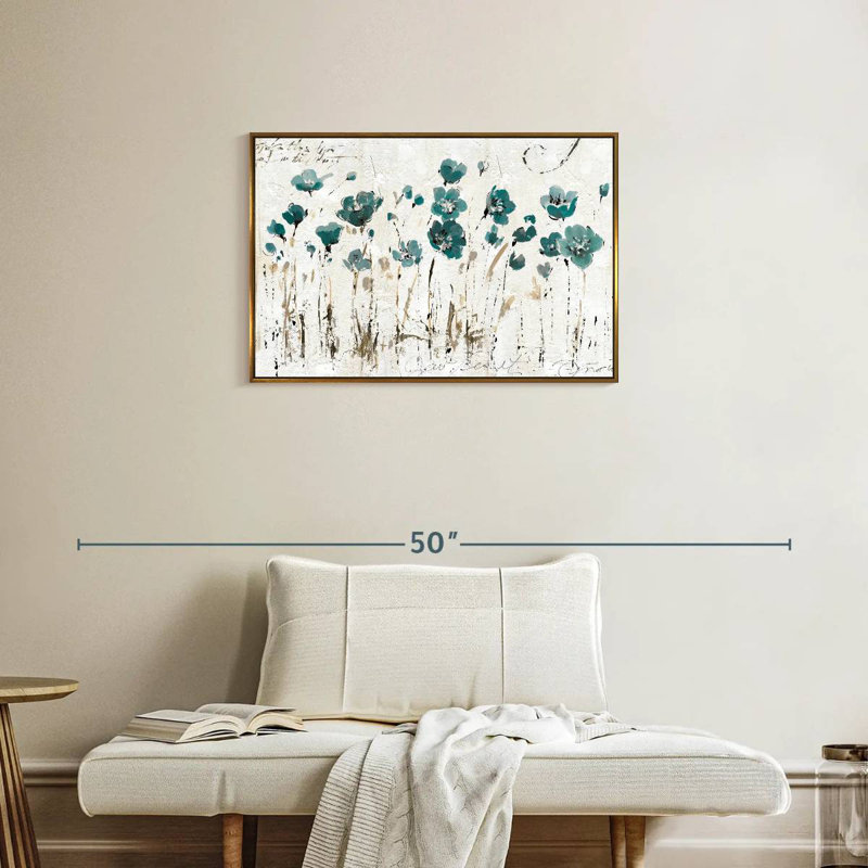 Leota Balance VI - bleu, Cadre flottant doré, 31 po x 21 po