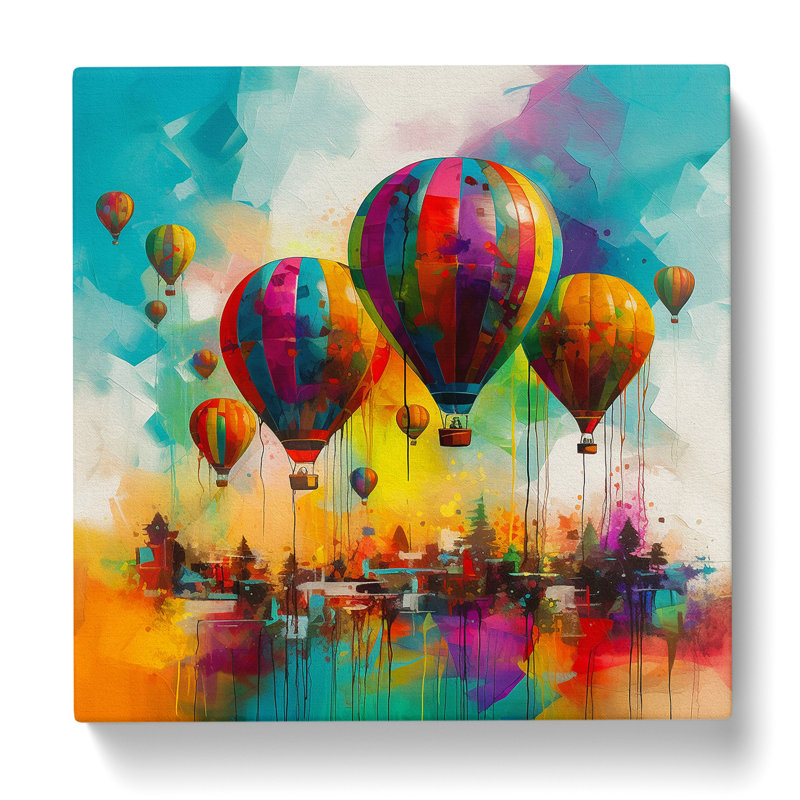 Hot Air Balloon Abstract Art No.2 - Wrapped Canvas