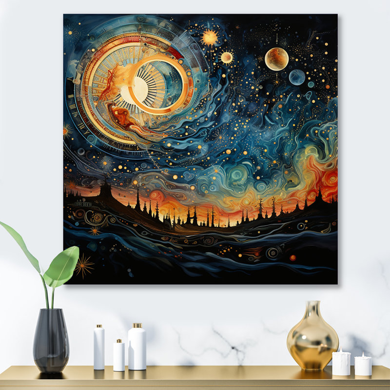 Celestial Astrology Galaxy Collage II - astrologie, art mural en métal, H 16 po x l 16 po