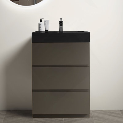Meuble-lavabo autoportant avec grand lavabo et rangement