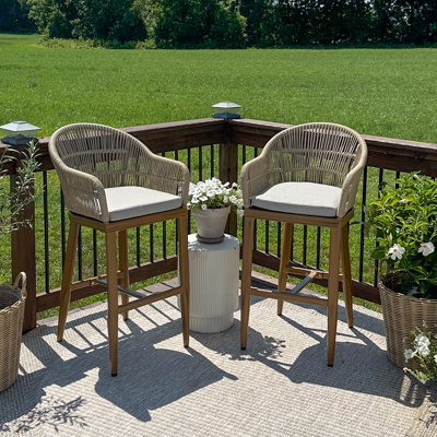 Tabourets de bar d'extérieur avec coussin moelleux imperméable Aleza