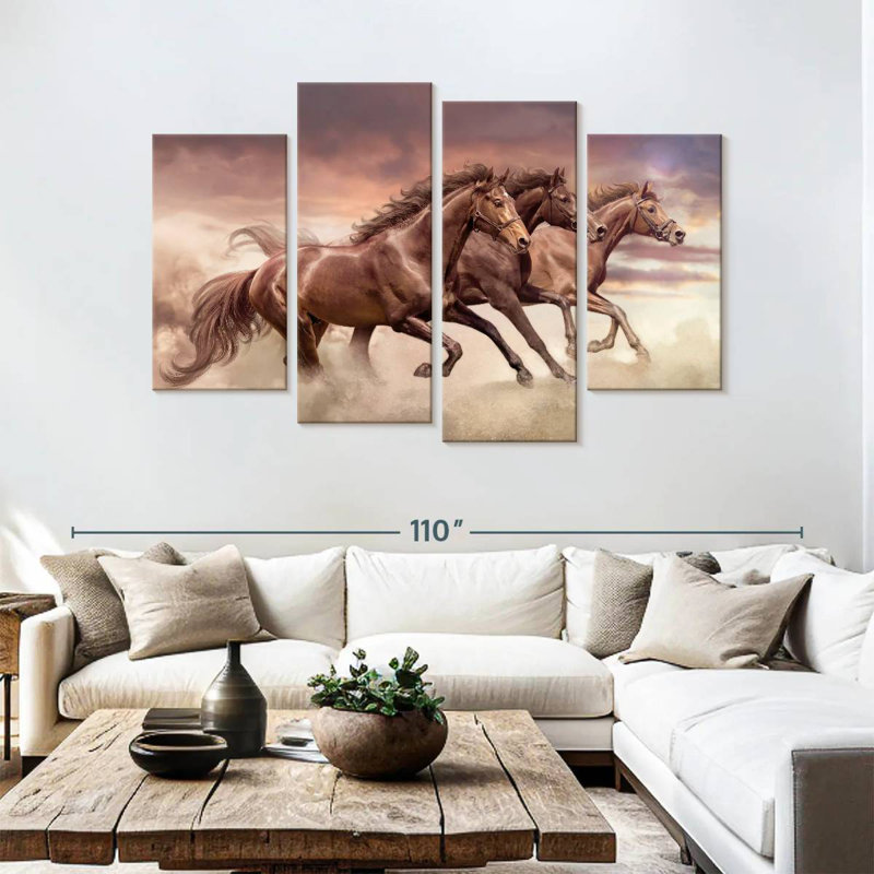 Three Running Horses, 54" H x 84" W