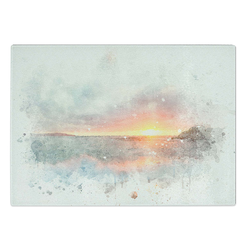 Tempered Glass Pacific Coast Sunset Chopping Board, 28.5 cm W x 20 cm L