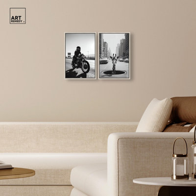 Urban Glam Canvas Print Fashion Wall Decor Set by Art Remedy, Silver Frame, 36 x 54