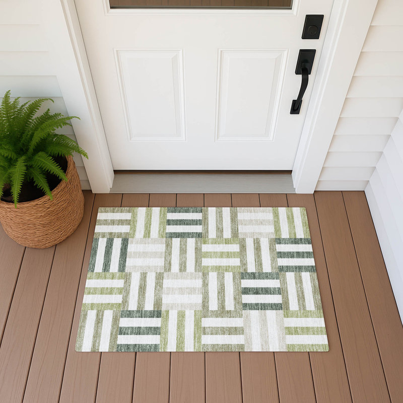 Machine Washable Indoor/Outdoor Aten ACN2332 Geometric Rug, Rectangle 1'8" x 2'6"