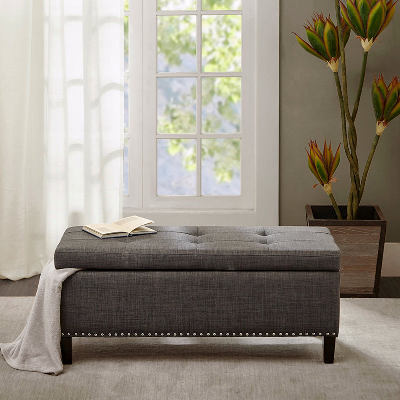 Banc de rangement capitonné à fermeture douce