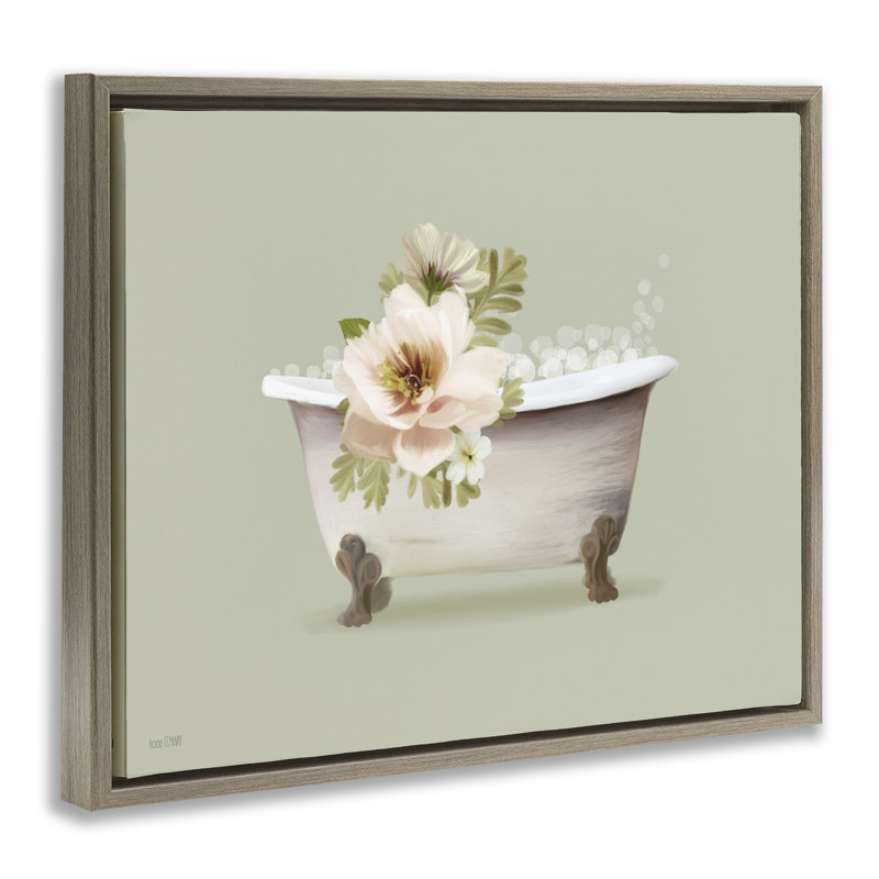  «Soft Blooms Bubble Bath», art mural sur toile flottante par House Fenway, H 17 po x l 21 po, Cadre flottant orme Montalcino