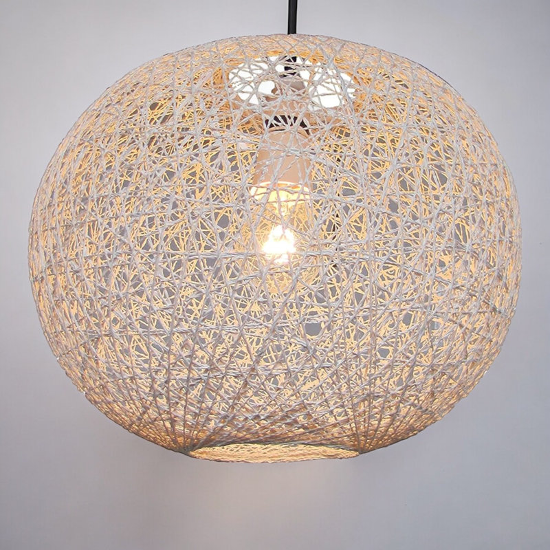 Rattan Sphere Pendant Shade, White, 21cm H x 26cm W x 26 D
