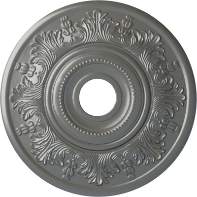 Endurathane Vienna Ceiling Medallion, 20"OD x 3 1/2"ID x 1 1/2"P (Fits Canopies up to 6 1/2"), Hand-Painted Silver Finish