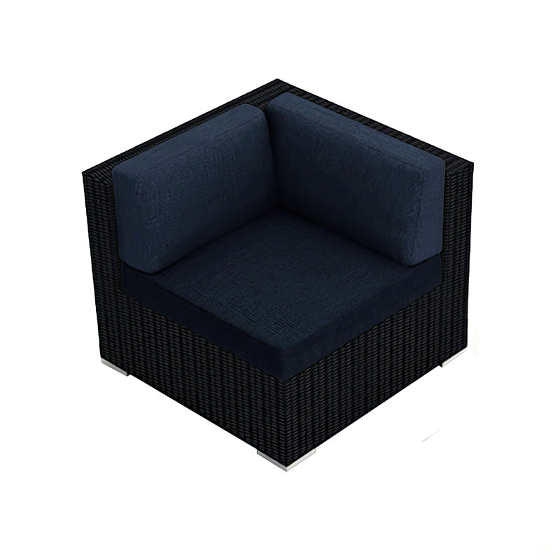 Chaise de patio avec coussin Suffern, Tissu Sunbrella® tissé uni lagon coulé