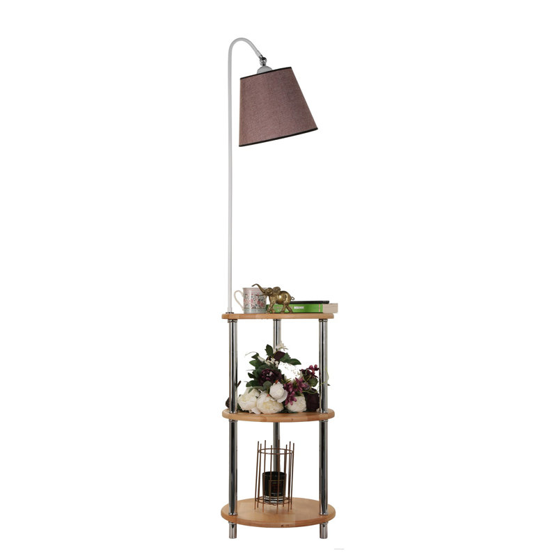 Lampe de table sur pied 65 "Hardaway, Blanc / Brun