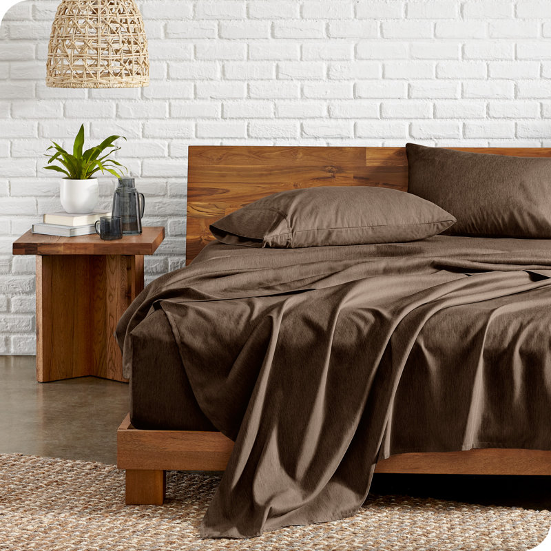 Bare Home Ultra-Soft Microfiber Sheet Set, Split King Sheet Set+2 Fitted Sheet+2 Pillowcases, Heathered Taupe