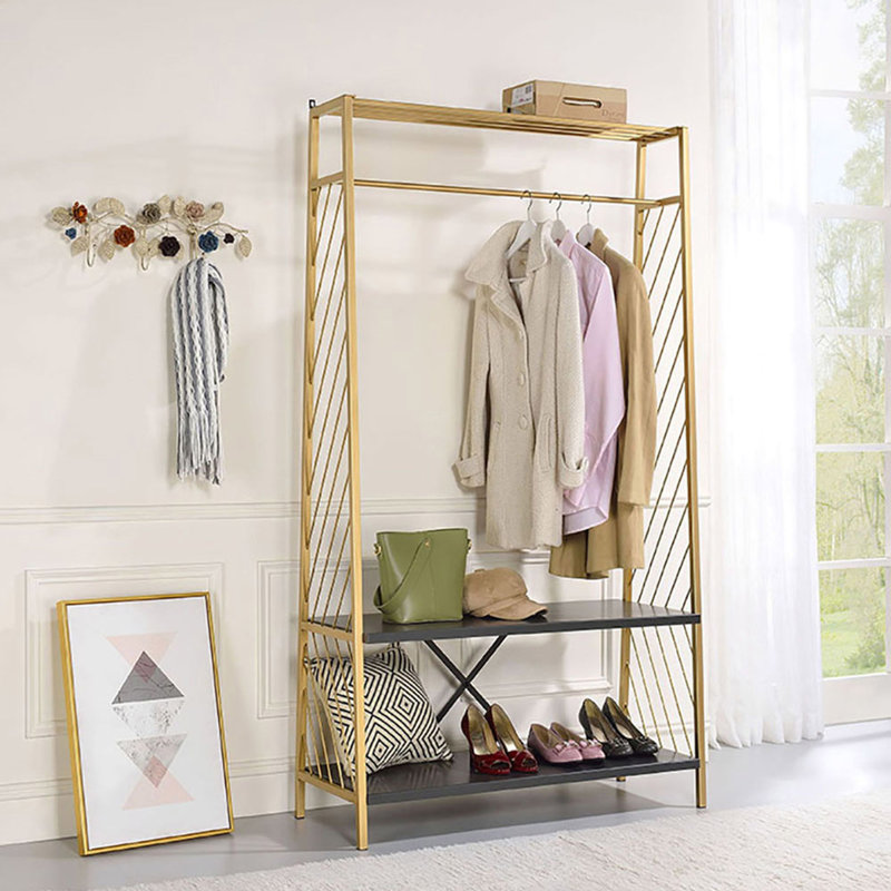Hall Tree With 2 Tier Shelves