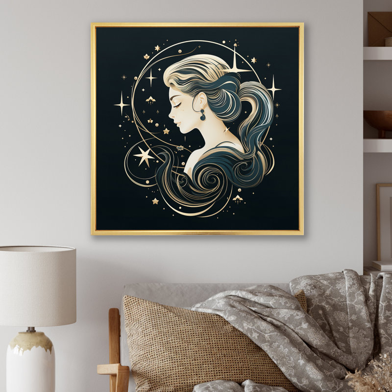 Astrologique Stargazer VI sur toile, H 30 po x l 30 po x P 1 po, Cadre flottant doré