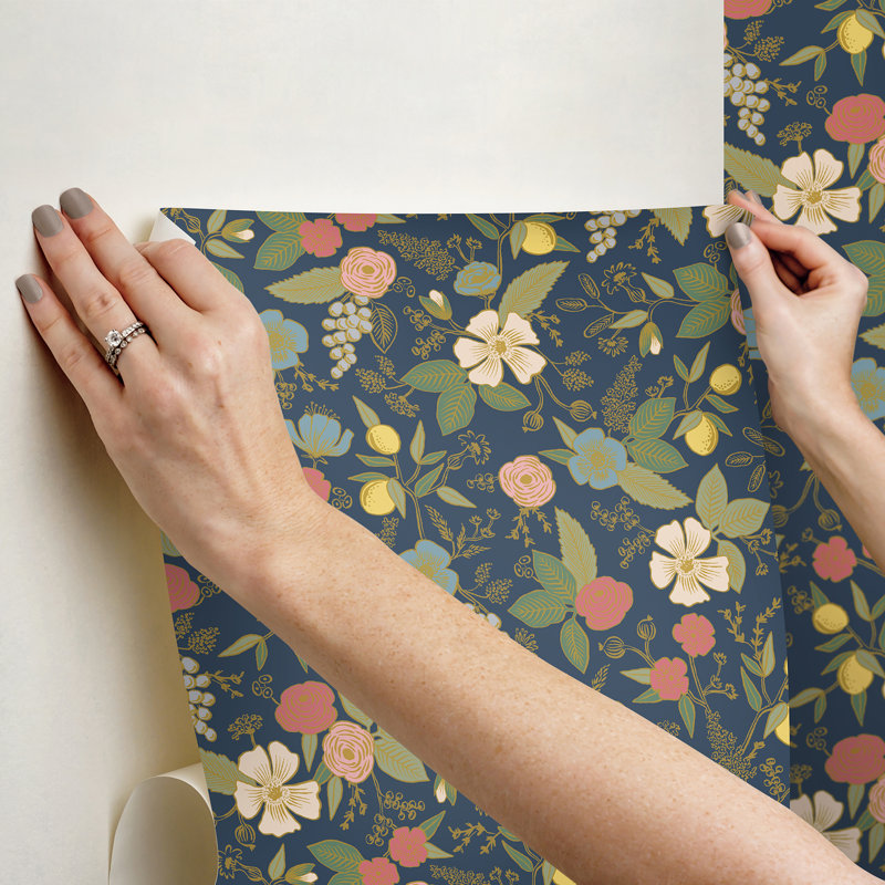 Papier peint adhésif multicolore bleu Colette, Bleu marine
