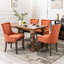 Lot de 2 chaises de salle à manger latérales Ultra, revêtement en tissu épais orange, pieds en bois massif, clous décoratifs bronze, largeur 51,4 cm, profondeur 56,3 cm, hauteur 91 cm