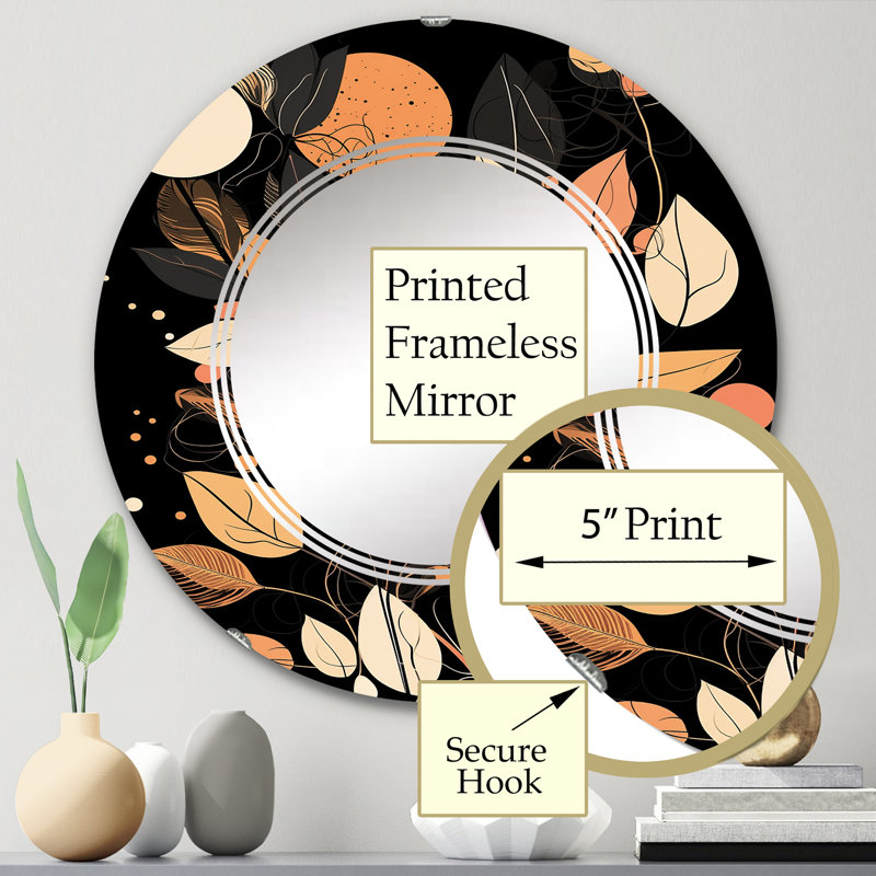 Lantin - Miroir mural moderne rond, 24 po x 24 po