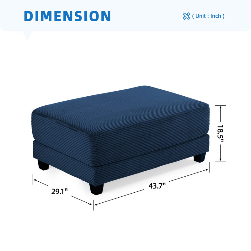Cottie Corduroy U-Shaped Sectional Reversible, Navy Corduroy