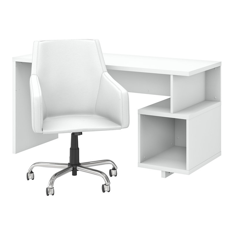 Ensemble de bureau et de chaises Madison Avenue, Blanc pur