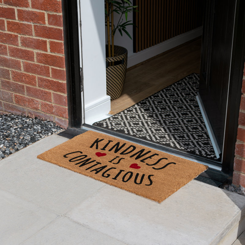 Latex Backed Eco-Friendly Coir Doormat Kindness - 45x75cm approx. - Natural