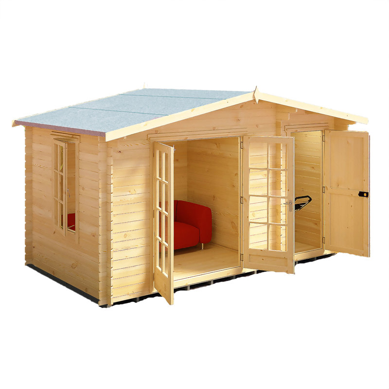 14 x 8 Ft. Log Cabin With Side Shed