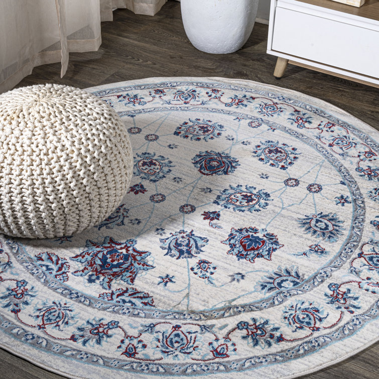 Hatha Modern Persian Vintage Moroccan Traditional Ivory/Blue/Red Rug