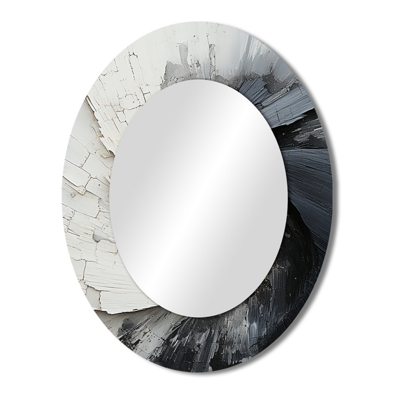 Contrasting Harmony III - Modern Oval Wall Mirror, 43" x 33"